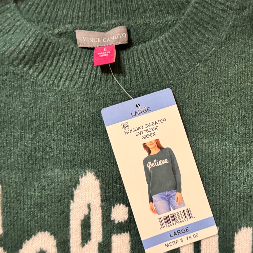 Vince Camuto Green Holiday Sweater - Picture 3 of 4